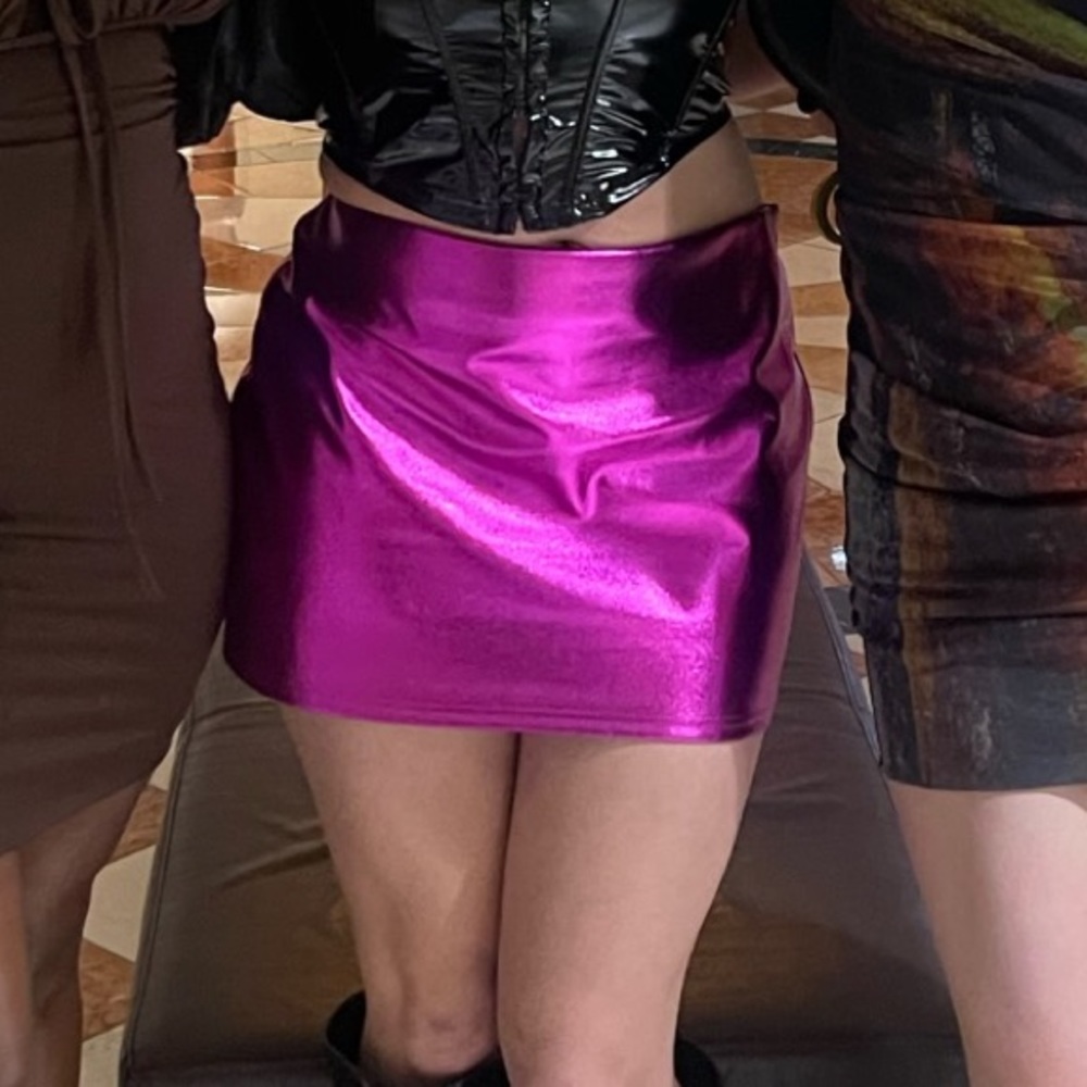 Looking At Me Micro Mini Skirt Magenta Metallic Fuschia Fashionnova